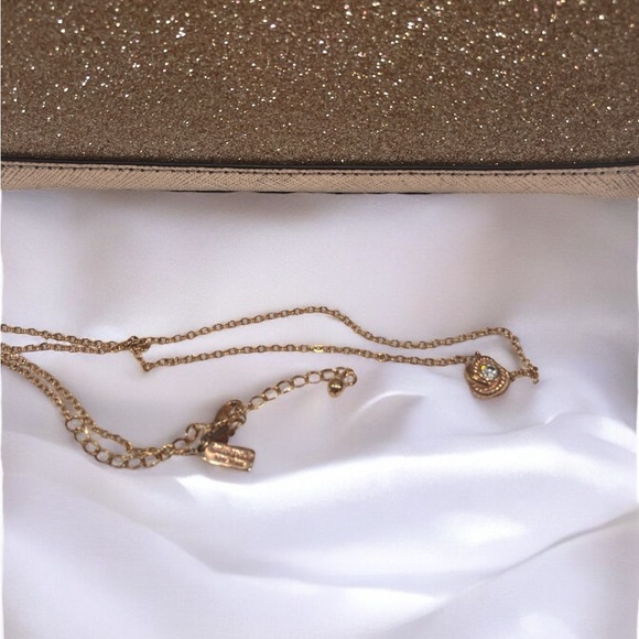 Kate Spade Tinsel Dome Crossbody Purse Rose Gold Glitter & Necklace - Picture 11 of 15